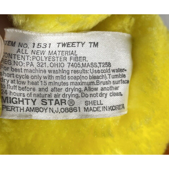 Tweety Bird Plush Vtg 1990 Warner Bros Mighty Star 14 in Yellow Stuffed Animal - Picture 8 of 9